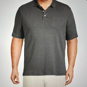 LANDS’ END‎ NWOT PIMA COTTON SOFT GREY 3 BUTTON POLO GOLF CASUAL CLASSIC SHIRT
